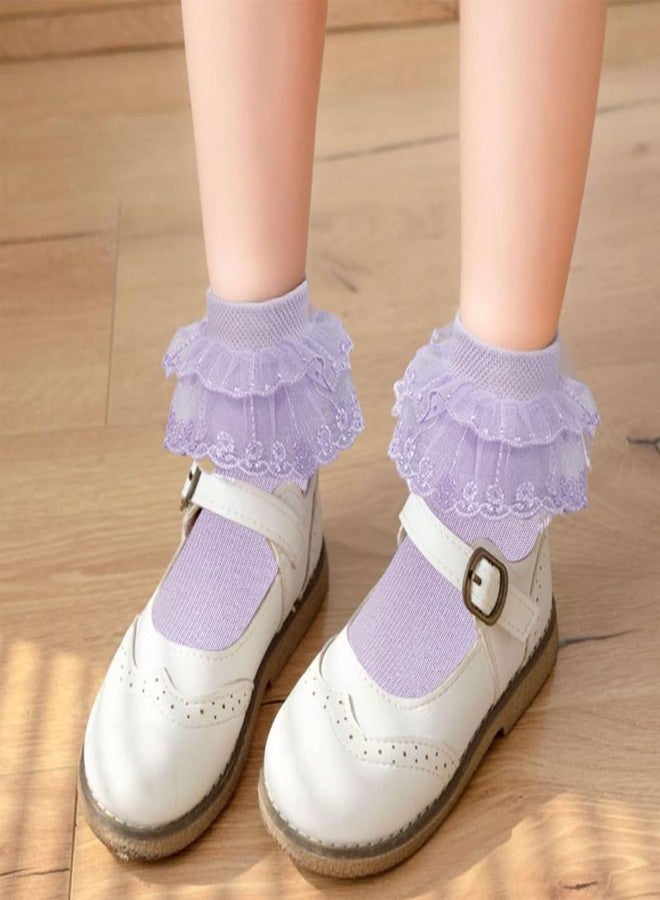 Fashiol 6 Pairs Toddler Girl Frilly Lace Socks Cotton Thin Baby Kids Cute Mesh Church Ankle Princess Dress Little Baby Girls Socks | Multicolor. 2 to 10 Years (IN, Age, 6 Years, 8 Years, Multicolor) - Image 3
