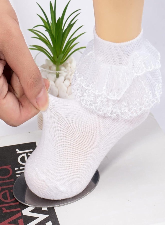 Fashiol 6 Pairs Toddler Girl Frilly Lace Socks Cotton Thin Baby Kids Cute Mesh Church Ankle Princess Dress Little Baby Girls Socks | Multicolor. 2 to 10 Years (IN, Age, 6 Years, 8 Years, Multicolor) - Image 4