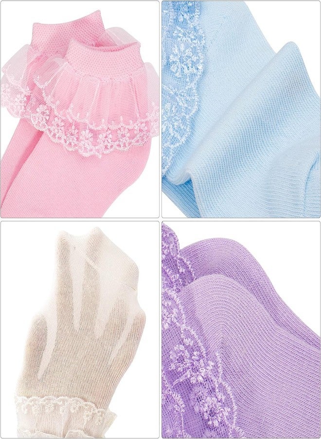 Fashiol 6 Pairs Toddler Girl Frilly Lace Socks Cotton Thin Baby Kids Cute Mesh Church Ankle Princess Dress Little Baby Girls Socks | Multicolor. 2 to 10 Years (IN, Age, 6 Years, 8 Years, Multicolor) - Image 2