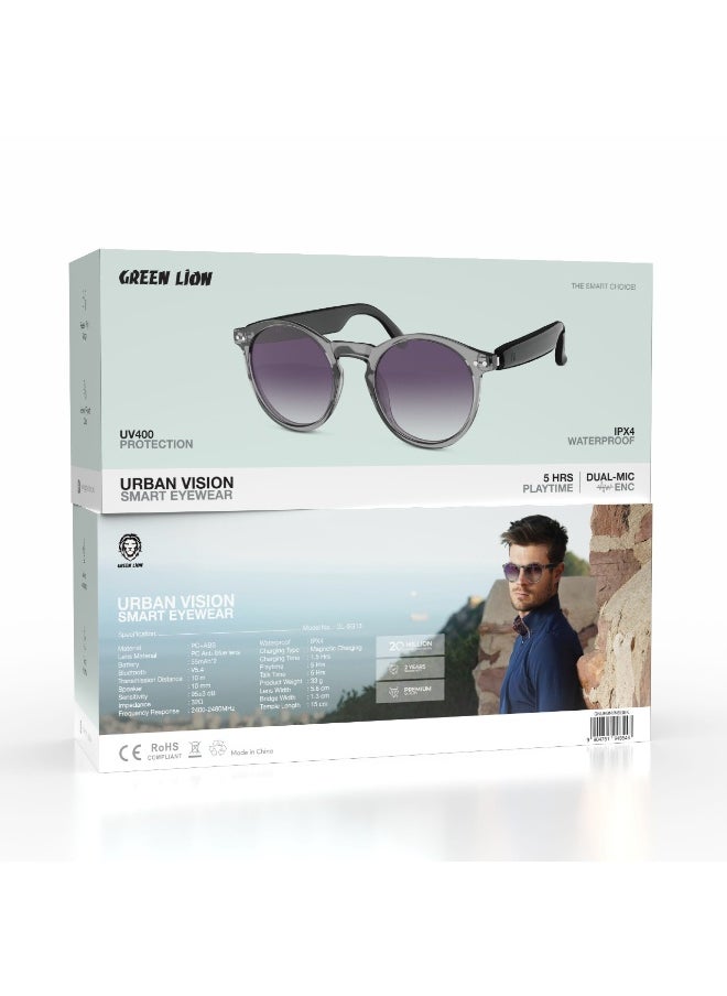 GREEN LION Urban Vision Smart Eyewear with 400 UV Protection & TWS Function / Remote Camera / 5H Playtime / ENC / Hands Free Calls / Bluetooth V5.4 / IPX4 Waterproof / Anti Blue Lens / Fashion Look / Magnetic Charging - Black  - Image 4