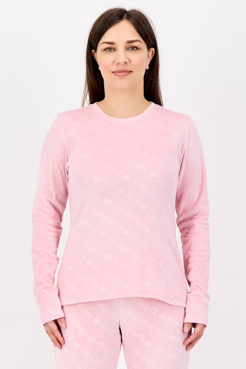 bebe Women 2 Pieces Sleepwear Pyjama Top and Pants Set, Light Pink - Image 2