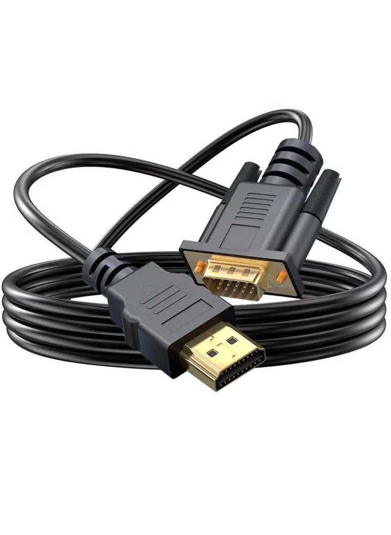 KENSUO - Black HDMI-compatible To VGA Cable Male To Male Drive-free With Chip For Computer/Laptop/PC/Monitors 1M 1.8M Plugu0026Play Cable - Image 1