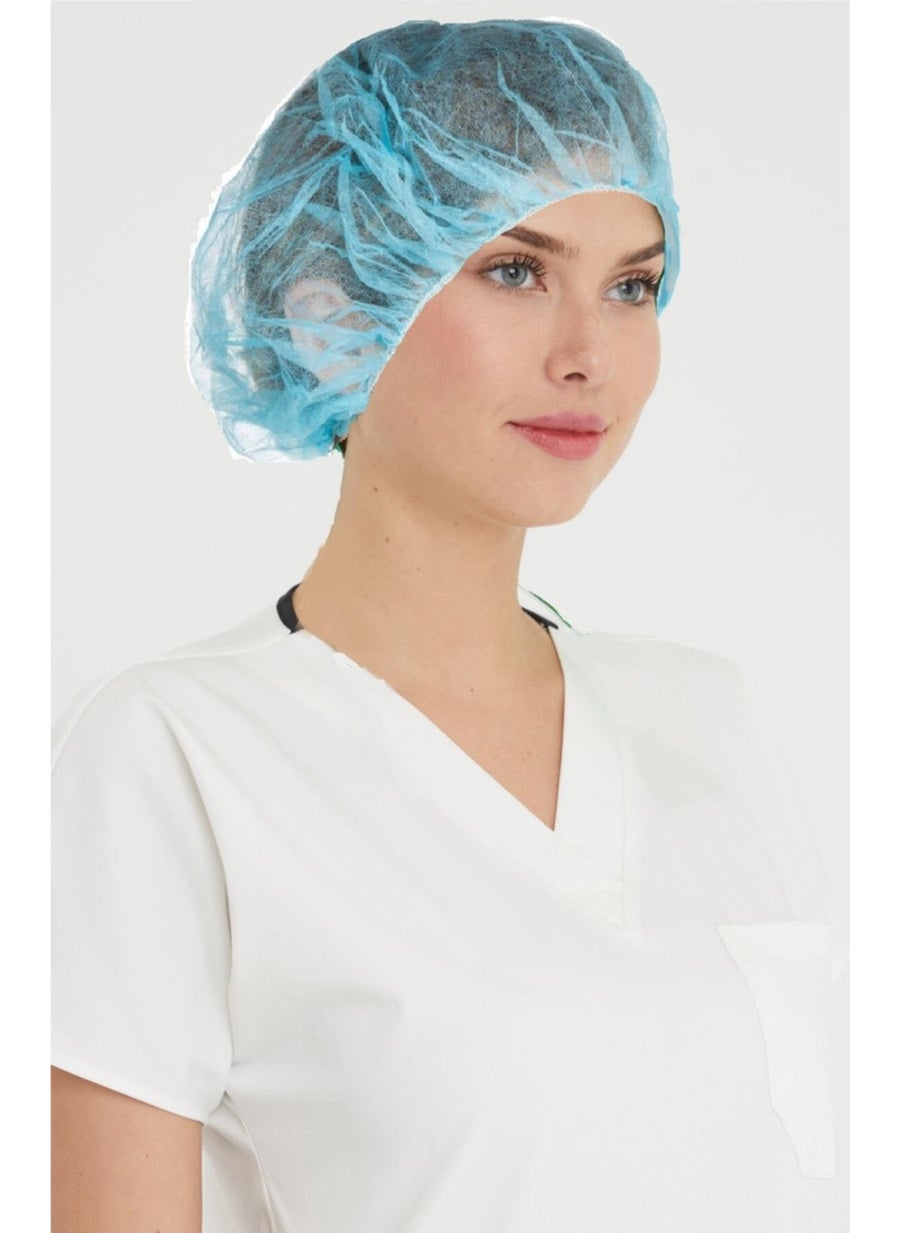 EC Shop Renktaş Blue Interlining Disposable Bonnet 100 Pcs 100 Pcs Blue Interlining  - Image 1