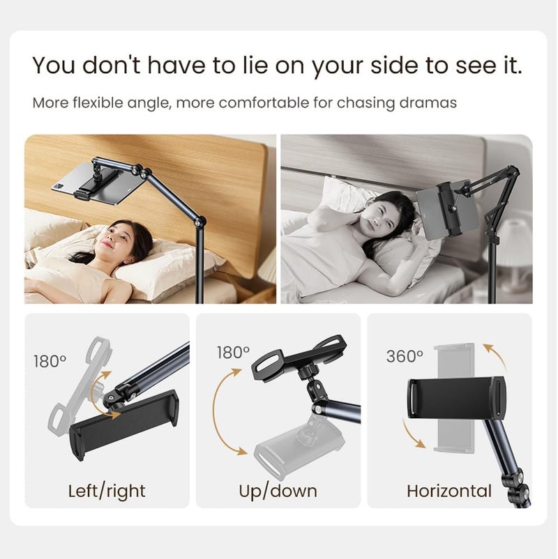 PADOM Tablet Floor Stand, Adjustable Universal 360-degree Rotatable Metal Tablet Holder, Phone Stand for iPad/iPhoneX/iPad Pro or Other 4.5~11 Inches Devices - Image 4
