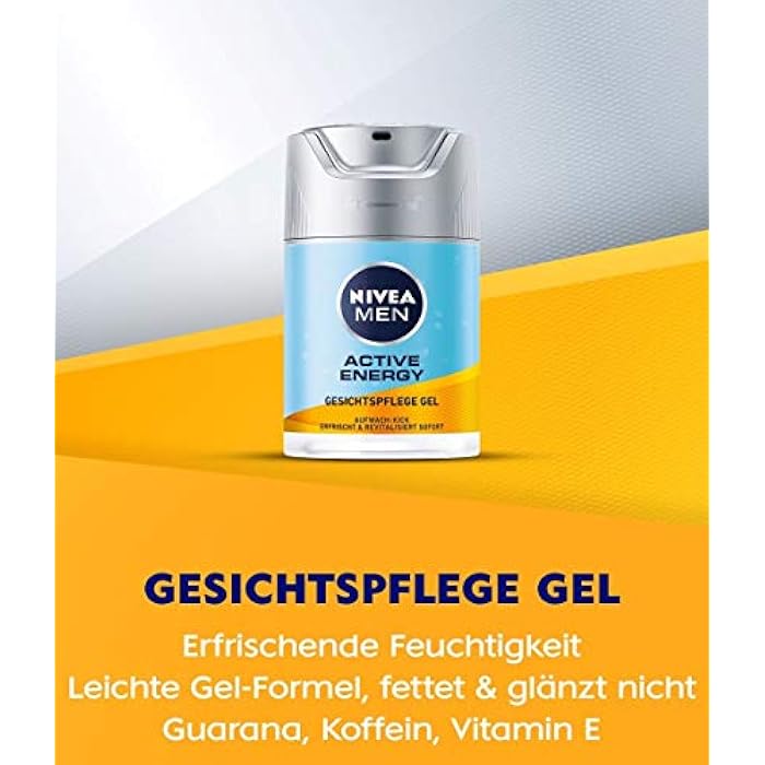 NIVEA MEN Active Energy Gesichtspflege Gel (50 ml), revitalisierende Gesichtscreme für Männer, schnell einziehende Feuchtigkeitscreme gegen Zeichen von Müdigkeit - Image 2