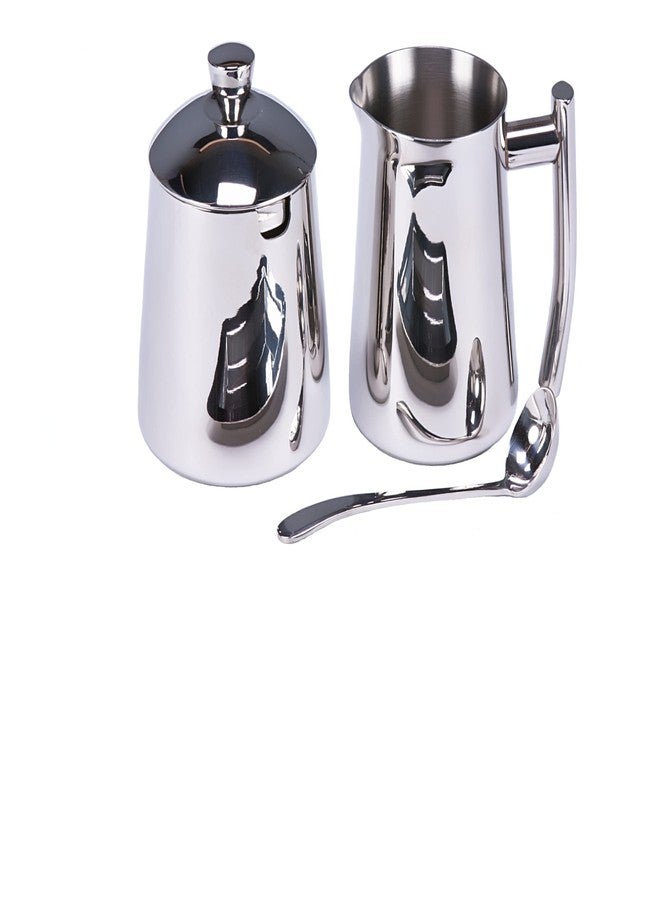 Frieling USA 18/10 Stainless Steel Sugar and Creamer Set - Coffee & Tea Accessories with 10 Oz Metal Creamer Pitcher & Sugar Bowl with Lid - Image 1