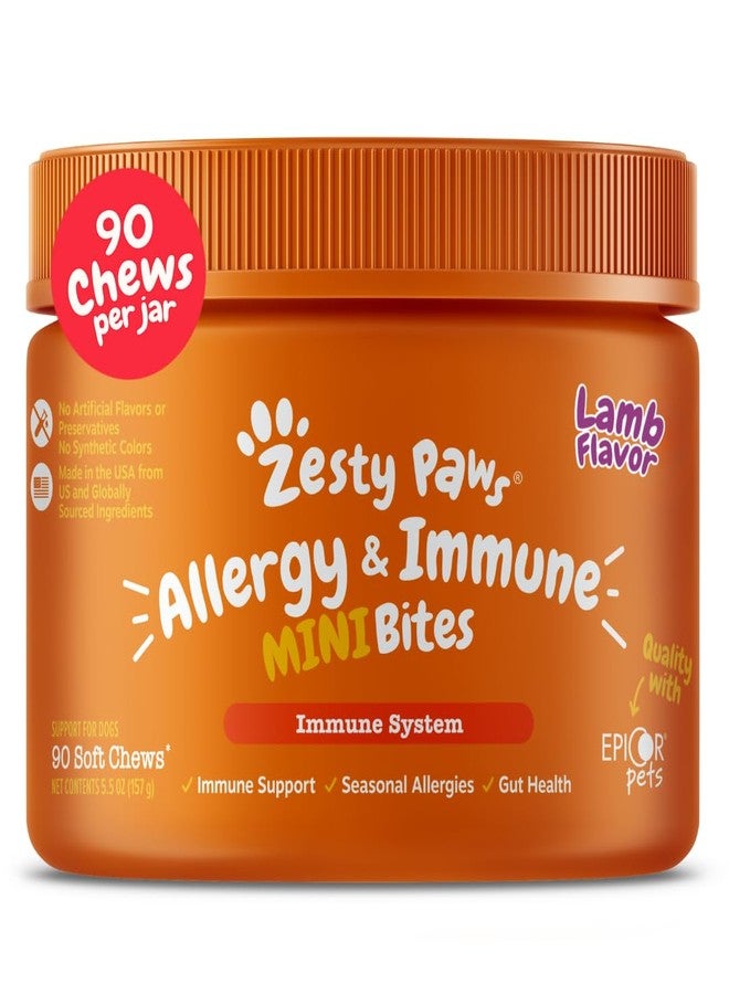 Zesty Paws Dog Allergy Relief Chews, Dog Probiotics for Itchy Skin and Ears, Lamb, Mini, 90ct - Image 1
