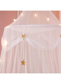 XiuWoo Bed Canopy with Lights for Girls,Golden Star Princess Crib Canopy Curtains,Extra Large Dome Mosquito Net Reading Nook Canopy for Kids Boys Twin Full Queen Size Bed,Fire Retardant Fabric  - Image 4