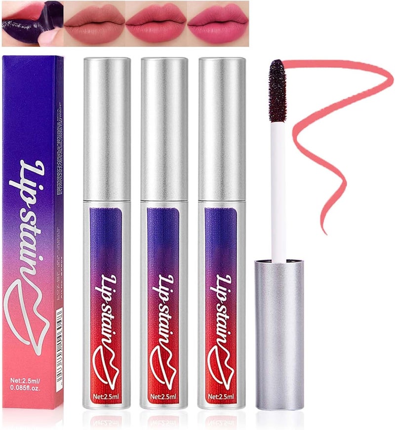 3 Pcs Peel Off Lip Liner StainLip Tint Stain Wipe Off Long Lasting WaterproofHighly Pigmented Transfer and SmudgeResistantMatte Finish Lip Tattoo Vegan CrueltyFree