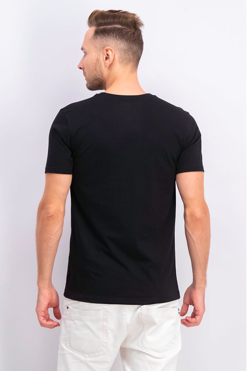 DIFUZED Men Crew Neck Short Sleeve Graphic Print T-Shirt, Black - Image 2