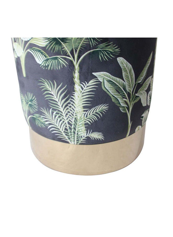 DANUBE HOME Jela Print Velvet Pouf متعدد الوظائف كرسي عثماني ناعم منجد مسند للقدمين أثاث حديث لغرفة المعيشة 38X38X40 سم نمط نباتي / ذهبي  - Image 5