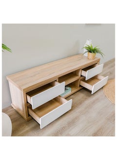 DANUBE HOME Larina TV Cabinet For Up To 55 Inches TV Entertainment Modern Design Wall Unit Furniture Wooden TV Stand For Living Room Bedroom TV Rack L160xW40xH49 cm Sonoma Oak  - Image 4