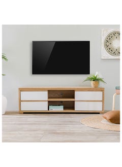 DANUBE HOME Larina TV Cabinet For Up To 55 Inches TV Entertainment Modern Design Wall Unit Furniture Wooden TV Stand For Living Room Bedroom TV Rack L160xW40xH49 cm Sonoma Oak  - Image 1