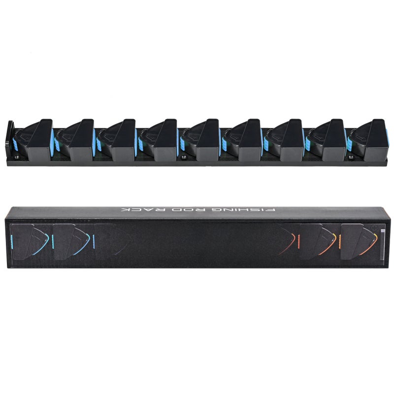 LEOFISHING Vertical Horizontal Fishing Rod Holder Wall Mounted Fishing Rod Rack Holds Up to 9 Fishing Rod Blue - Image 1