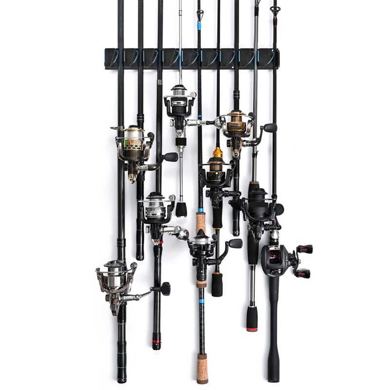 LEOFISHING Vertical Horizontal Fishing Rod Holder Wall Mounted Fishing Rod Rack Holds Up to 9 Fishing Rod Blue - Image 2