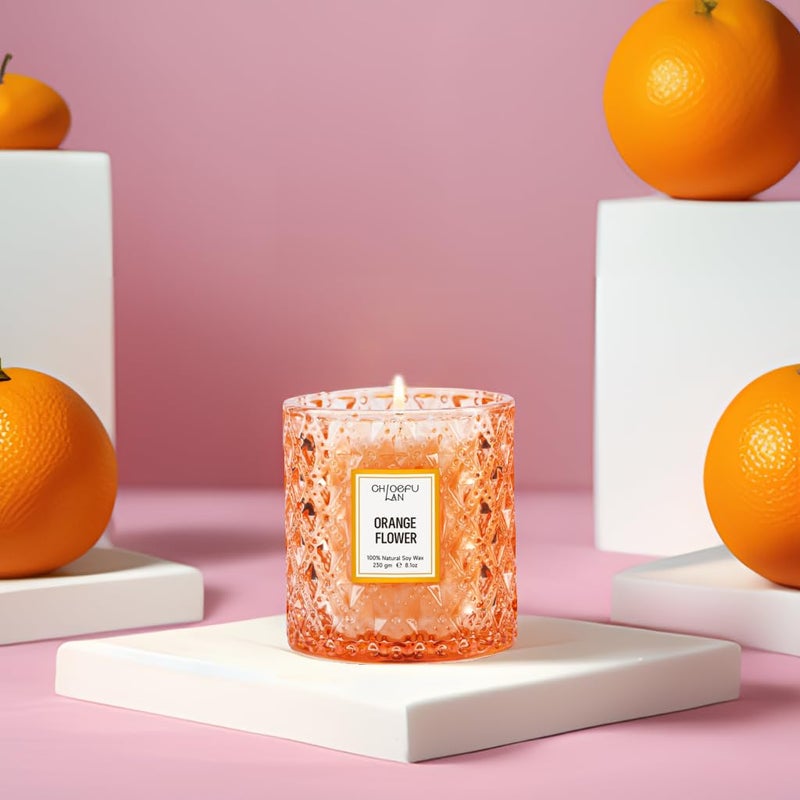 Chloefu LAN Orange Blossom Candle, Natural Soy Scented Candles for Stress Relief, Holiday Candle Gifts, 55 Hours Smokeless Long Lasting Burning, Great Gift for Women & Men - Image 4