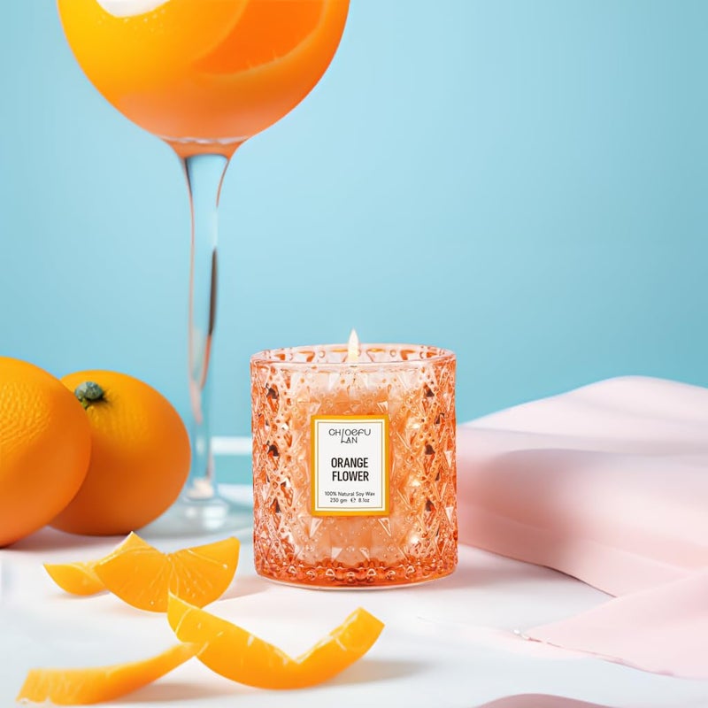Chloefu LAN Orange Blossom Candle, Natural Soy Scented Candles for Stress Relief, Holiday Candle Gifts, 55 Hours Smokeless Long Lasting Burning, Great Gift for Women & Men - Image 5