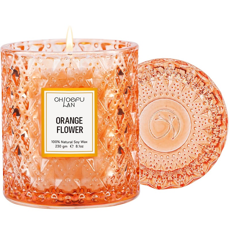 Chloefu LAN Orange Blossom Candle, Natural Soy Scented Candles for Stress Relief, Holiday Candle Gifts, 55 Hours Smokeless Long Lasting Burning, Great Gift for Women & Men - Image 1