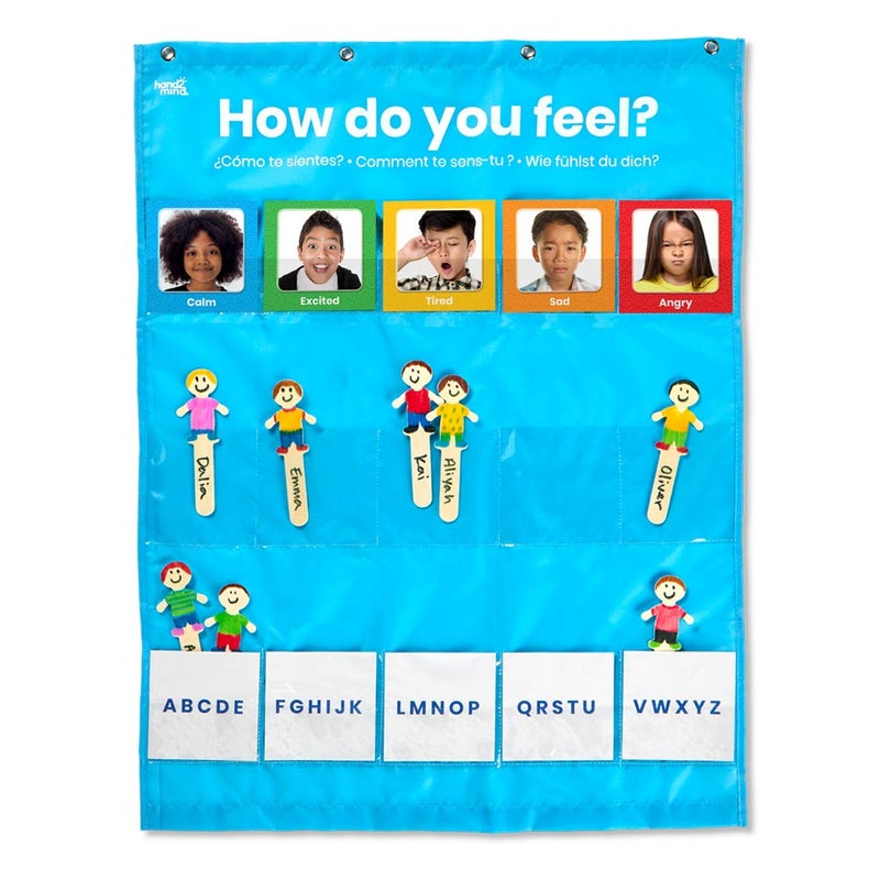 hand2mind Express Your Feelings Pocket Chart, Emotions Chart for Kids, Classroom Decorations for Preschool Teachers, Daycare Decor, Social Emotional Learning Activities, Calm Down Corner Supplies - Image 1