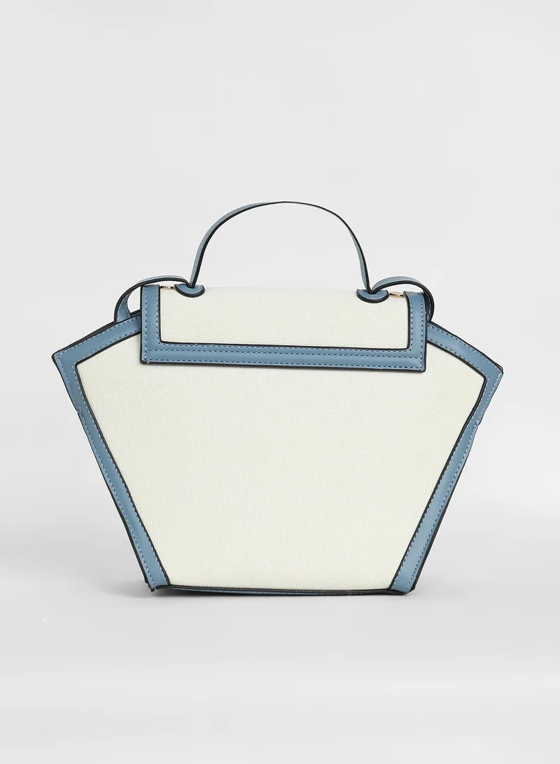 Haute Sauce Colour block Magnet Lock Regular Vegan Leather Hand Bag For Women