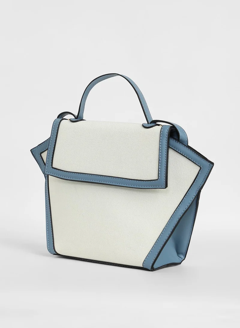 Haute Sauce Colour block Magnet Lock Regular Vegan Leather Hand Bag For Women