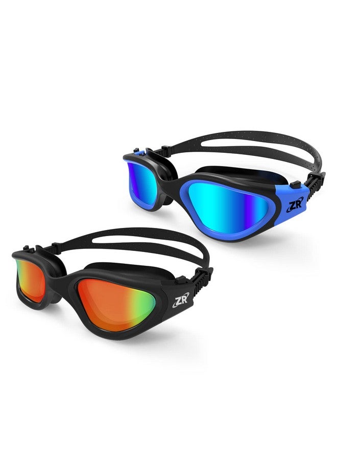 ZIONOR Swimming Goggles 2 Packs G1 Polarized Swim Goggles Uv Protection Watertight Antifog Adjustable Strap For Adult Men And Women (Blackblue+Allblackred) - Image 1