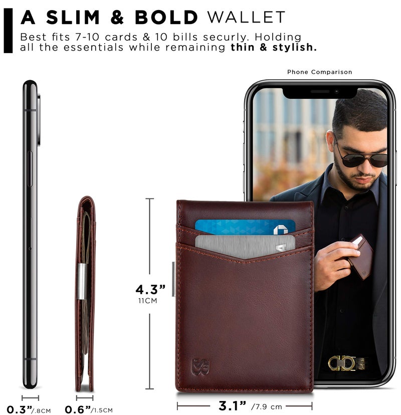 SERMAN BRANDS Money Clip Wallet - Mens Wallets slim Front Pocket RFID Blocking Card Holder Minimalist Mini Bifold (Melted Chocolate Transformer) - Image 3