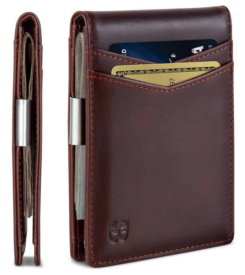 SERMAN BRANDS Money Clip Wallet - Mens Wallets slim Front Pocket RFID Blocking Card Holder Minimalist Mini Bifold (Melted Chocolate Transformer) - Image 1