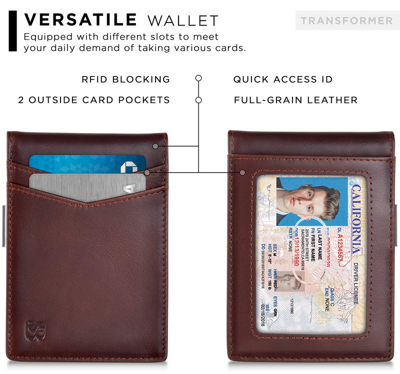 SERMAN BRANDS Money Clip Wallet - Mens Wallets slim Front Pocket RFID Blocking Card Holder Minimalist Mini Bifold (Melted Chocolate Transformer) - Image 4
