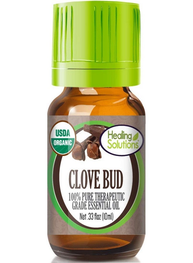 Healing Solutions Oils 0.33 Oz Clove Bud Essential Oil Organic, Pure, Undiluted Clove Oil For Teeth, Gums, Toothache, Tooth 10Ml - Image 1