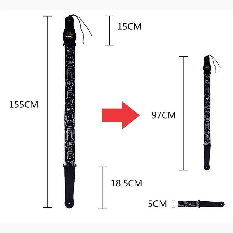 Rayzm Guitar Bass Strap,Polyester Strap for Acoustic Guitars, Electric guitars, Bass guitars - Image 2