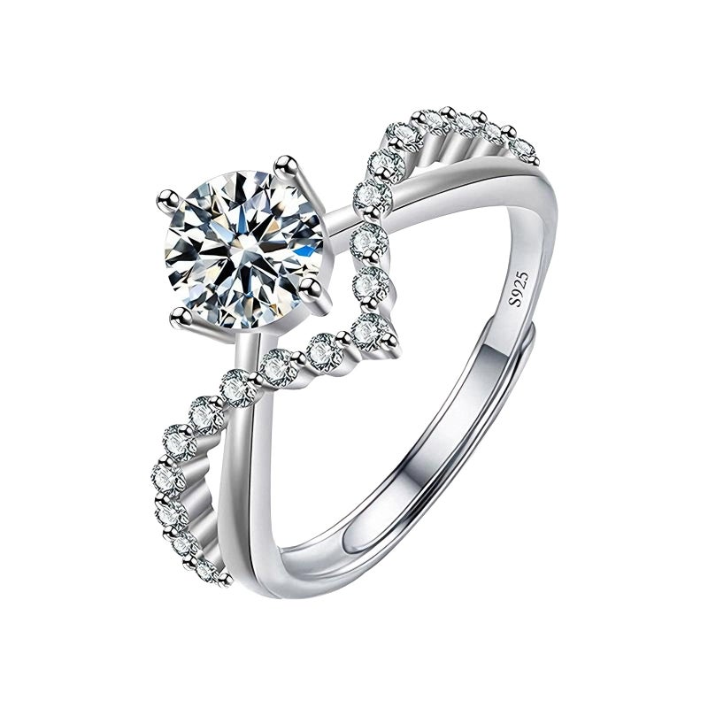 Luckilemon Moissanite Adjustable Engagement Ring, Promise Eternity Ring for Women,Wedding Rings,Jewelry Gift,Friendship Promise Fashion Jewelry Valentine Gifts for Women - Image 1