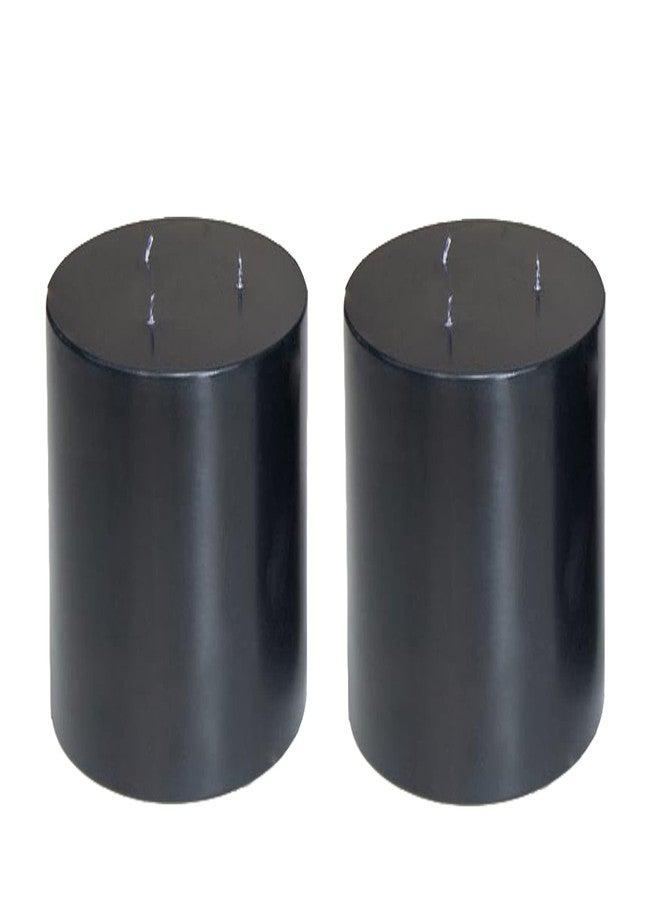 Luces Set of 2 Black Pillar Candle 3 Wick Lemon Scented Candles for Diwali X-mas Home Decoration Birthday Valentine Gifts Party Room Decor - Image 1