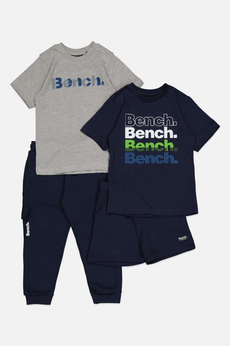 Bench Kids Boy 4 Pcs Short Sleeve Graphic Print Tops And Bottom Set, Multicolor - Image 2