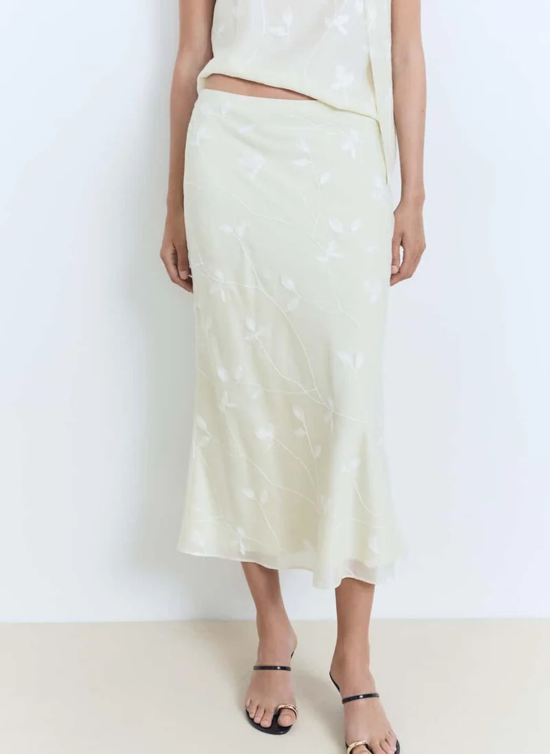 MANGO Flowers Midi Skirt