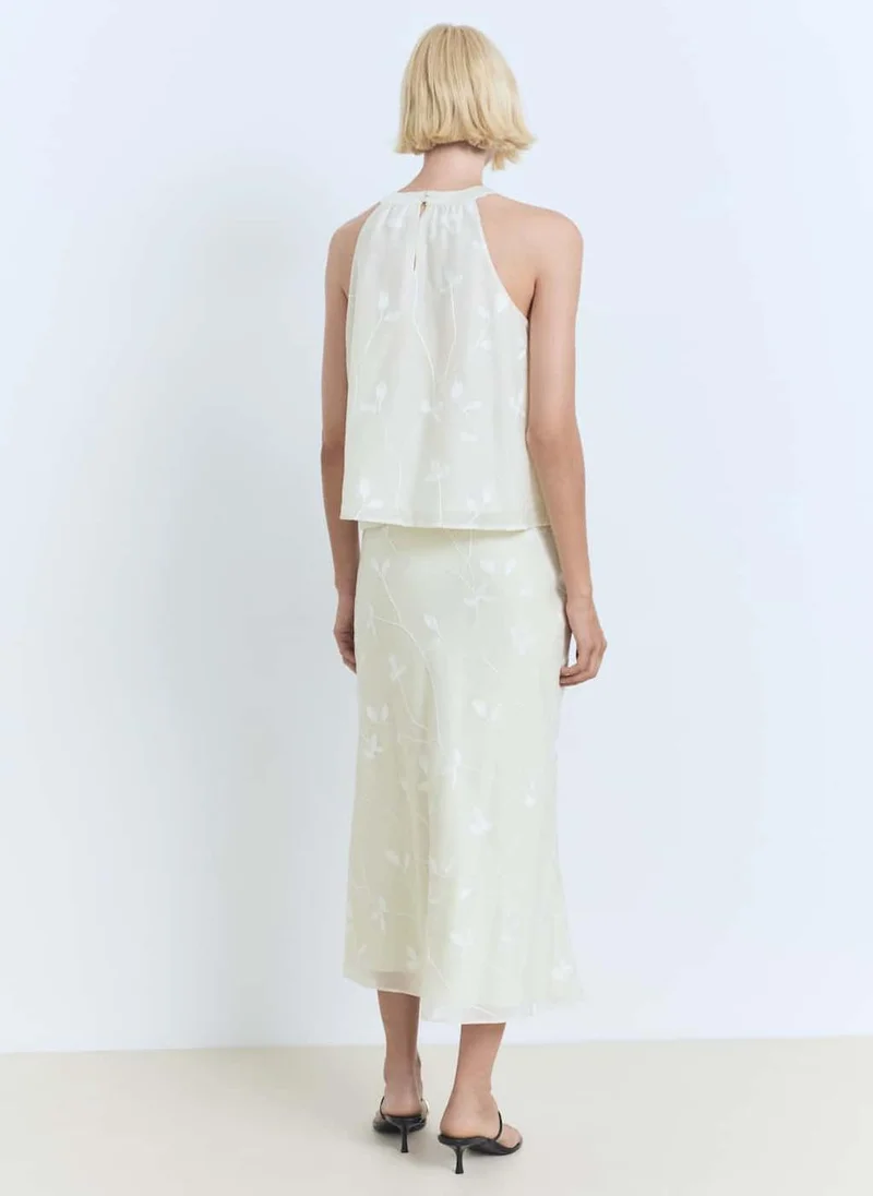 MANGO Flowers Midi Skirt