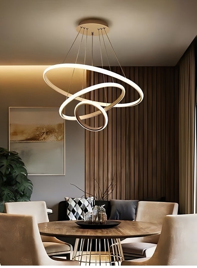 Smart Modern LED Chandeliers, 3 Rings LED Pendant Light Fixture Dimmable Contemporary Circular LED with BT Wireless Smart APP Remote Control 3 Color  - Image 2
