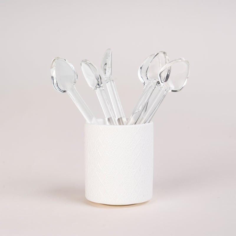 دلتي طقم أكواب شاي وفناجين قهوة سعودية زجاج وبورسلان أبيض 28 قطعة - Image 5