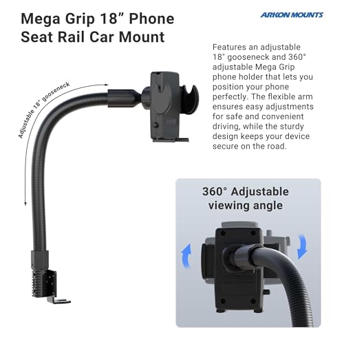 Arkon Mount Car or Truck Seat Rail/Floor Phone Mount | Universal Compatible | Flexible Gooseneck | Easy Installation | Truck Phone Mount | Phone Holder Fits iPhone, Galaxy, Note and more - Image 3