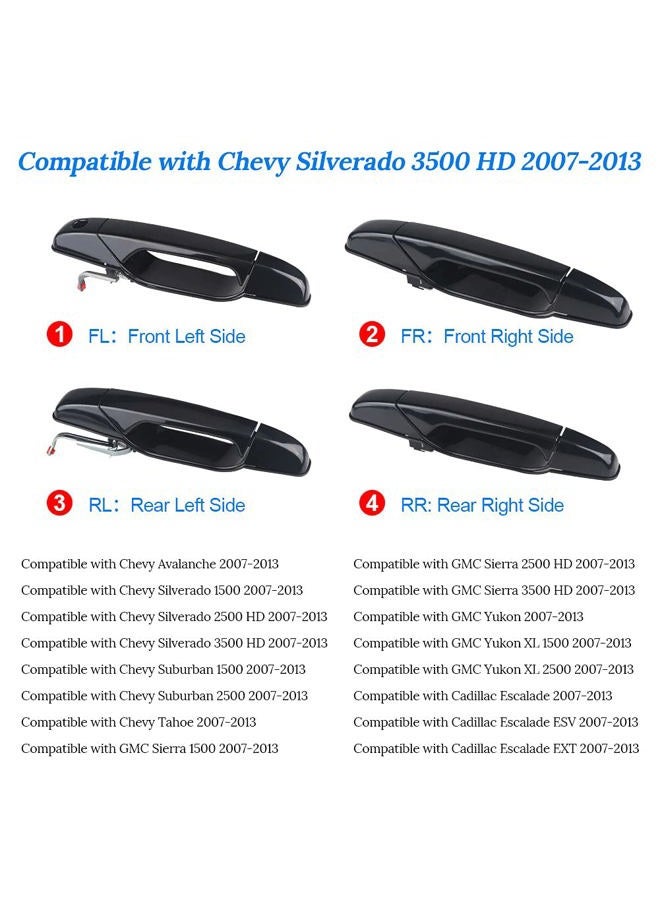 JDMON Compatible with Exterior Door Handle 4Pcs Front & Rear Driver & Passenger Side Chevy Silverado Tahoe Suburban GMC Sierra Yukon Cadillac Escalade Pickup SUV 2007-2013 Replaces 20828237, 20954796 - Image 2