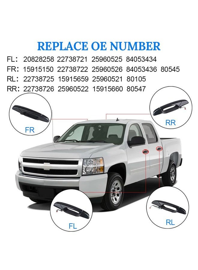 JDMON Compatible with Exterior Door Handle 4Pcs Front & Rear Driver & Passenger Side Chevy Silverado Tahoe Suburban GMC Sierra Yukon Cadillac Escalade Pickup SUV 2007-2013 Replaces 20828237, 20954796 - Image 3