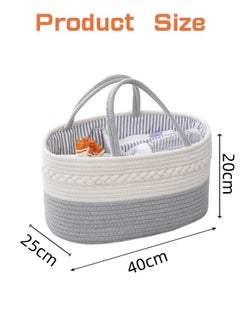 ShebSheb Portable Baby Diaper Basket For Mother, Large Cotton Rope Diaper Caddy Organizer  - Image 5