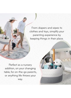 ShebSheb Portable Baby Diaper Basket For Mother, Large Cotton Rope Diaper Caddy Organizer  - Image 4