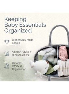 ShebSheb Portable Baby Diaper Basket For Mother, Large Cotton Rope Diaper Caddy Organizer  - Image 2
