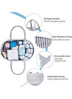 ShebSheb Portable Baby Diaper Basket For Mother, Large Cotton Rope Diaper Caddy Organizer  - Image 3