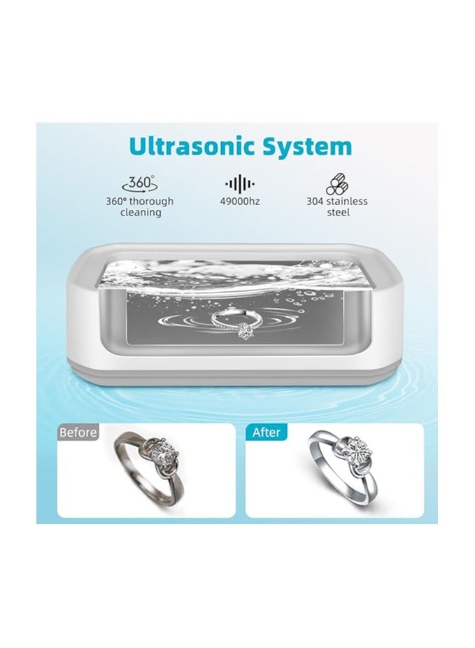 Ultrasonic Cleaner 600mL 46kHz 5 Cleaning Modes Jewelry Cleaner with Watch Stand for Jewelry Necklace Ring Glasses Watch Denture - Image 4