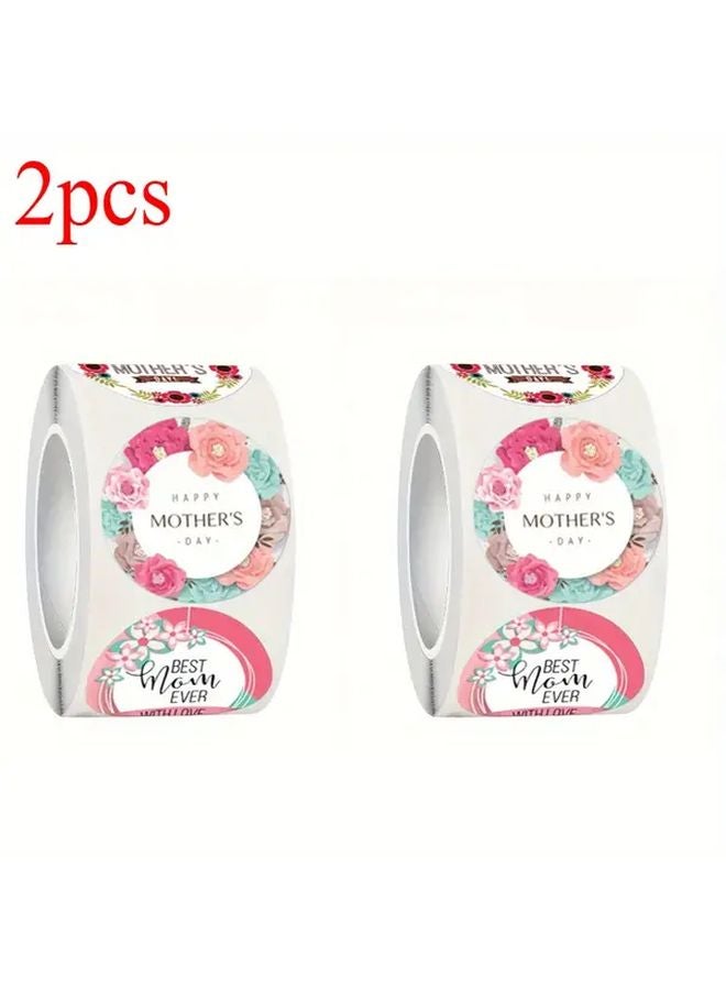 2 Volume Mothers Day Gift Roll Stickers Floral Design Matte Finish For Party Cards - Image 1