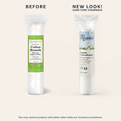 Sky Organics Cotton Rounds Organic by Sky Organics (100 ct.), Fragrance & Chlorine-Free Cotton Pads, 100% Biodegradable Ultra Absorbent Cotton Pads, Cruelty-Free Natural Make Up Removal & Personal Care - Image 3