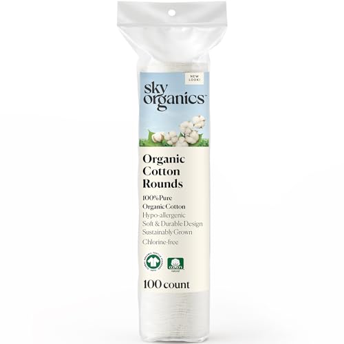 Sky Organics Cotton Rounds Organic by Sky Organics (100 ct.), Fragrance & Chlorine-Free Cotton Pads, 100% Biodegradable Ultra Absorbent Cotton Pads, Cruelty-Free Natural Make Up Removal & Personal Care - Image 1