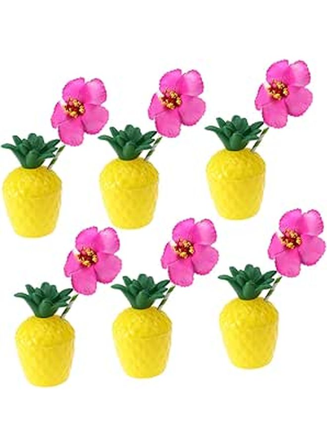 Hemoton 6pcs Hawaiian Pineapple Cups with Straws for Tropical Luau Summer Events Random Colors - Image 1